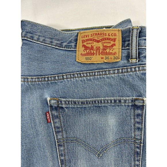 Levi's Other - Levis 550 Relaxed Fit Jeans Mens 36x30 Light Wash Blue Denim Red Tab